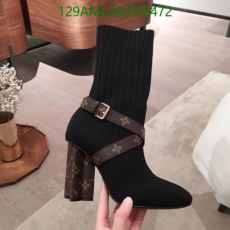 Women's Black Knitted Sock Boots with Monogram Accent Heel