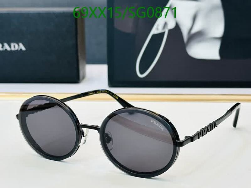Prada Round Sunglasses - Black Acetate Frame with Gray Lenses