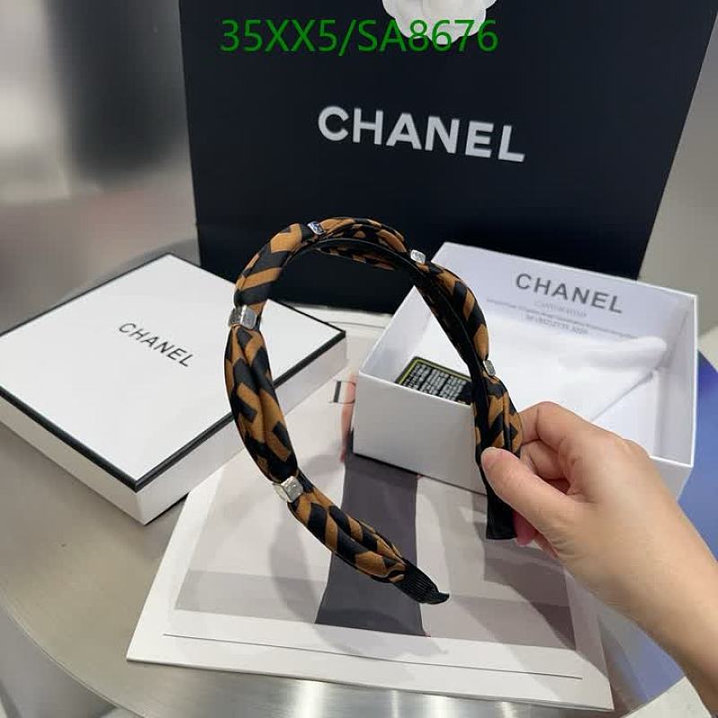 Chanel Women's Headband - Elegant Black & Brown Pattern with Crystal Accents