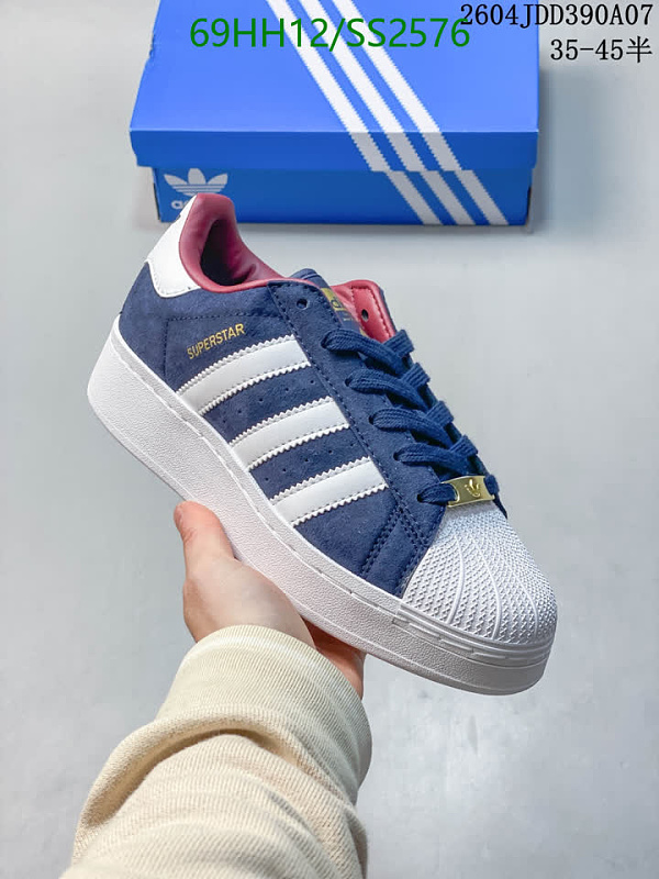 Adidas Women's Superstar Shoes - Navy Suede & White Stripes