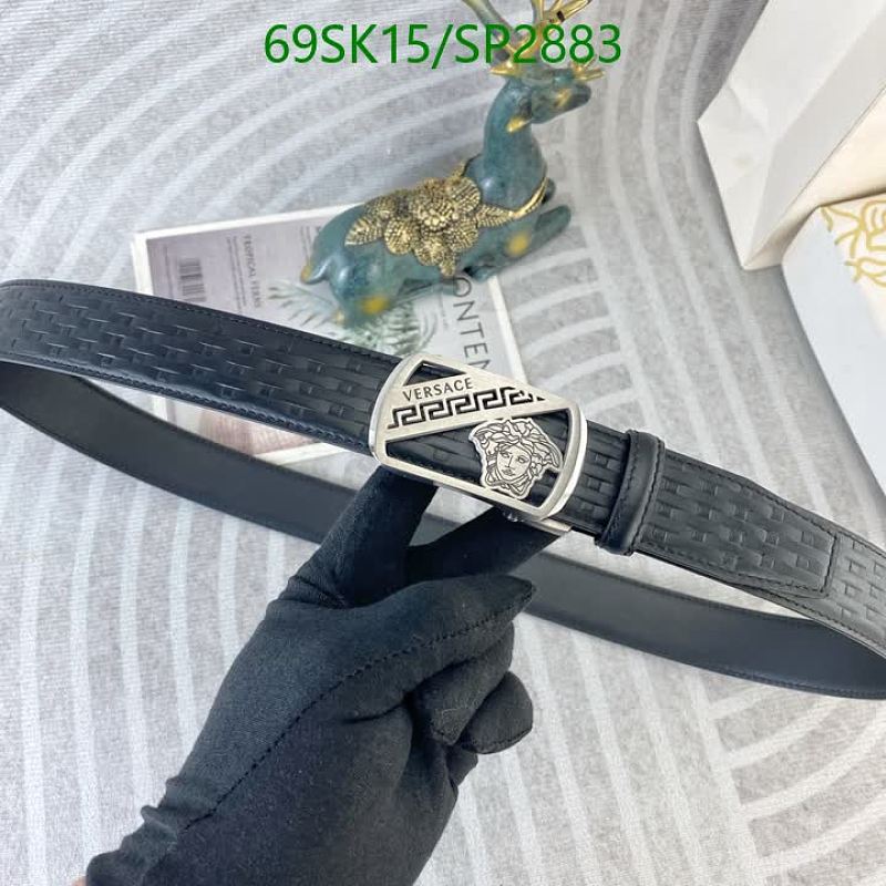 Versace Men's Genuine Leather Belt with Medusa Buckle - Black, 3.5cm Width