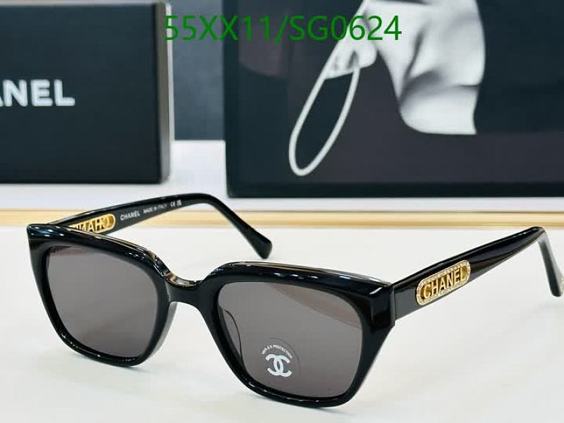 Chanel Women's Black Cat-Eye Sunglasses with Gold Logo Detail