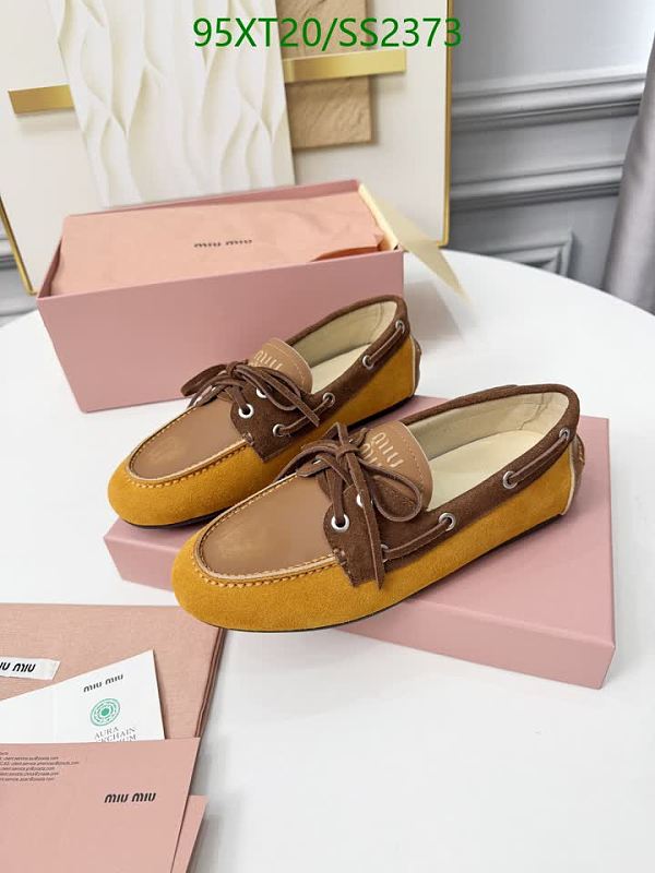 Miu Miu Women's Suede & Leather Boat Shoes - Brown/Yellow EU 35-41
