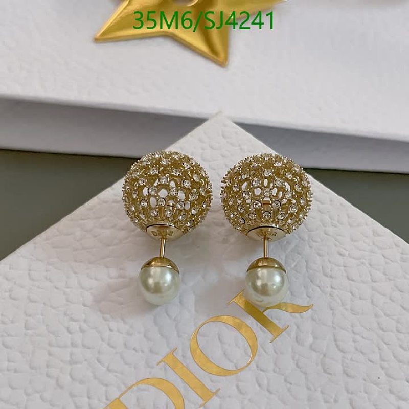 Dior Stud Earrings with Pearl and Crystal Embellishments