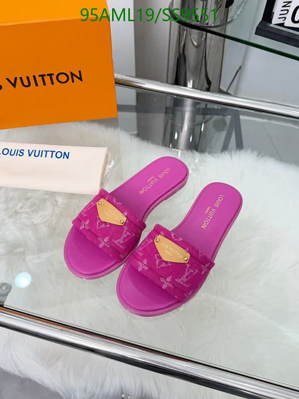 Louis Vuitton Women's Pink Canvas & Sheepskin Slides - EU 35-42