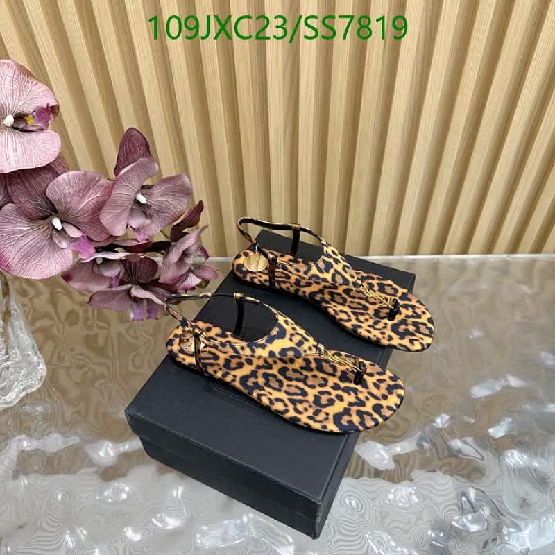 Yves Saint Laurent Women's Leopard Print Leather Thong Sandals