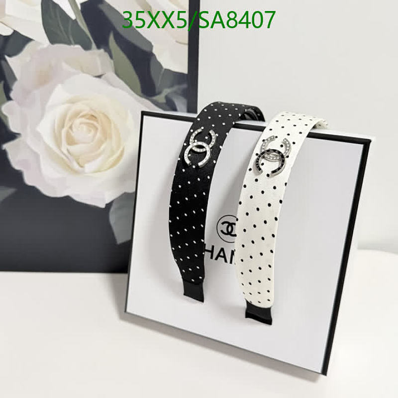 Chanel Polka Dot Headband with CC Logo - Black & White 22 Chanel Polka Dot Headband with CC Logo - Black & White