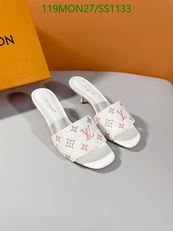 Louis Vuitton Women's White Monogram Slip-On Heeled Mules