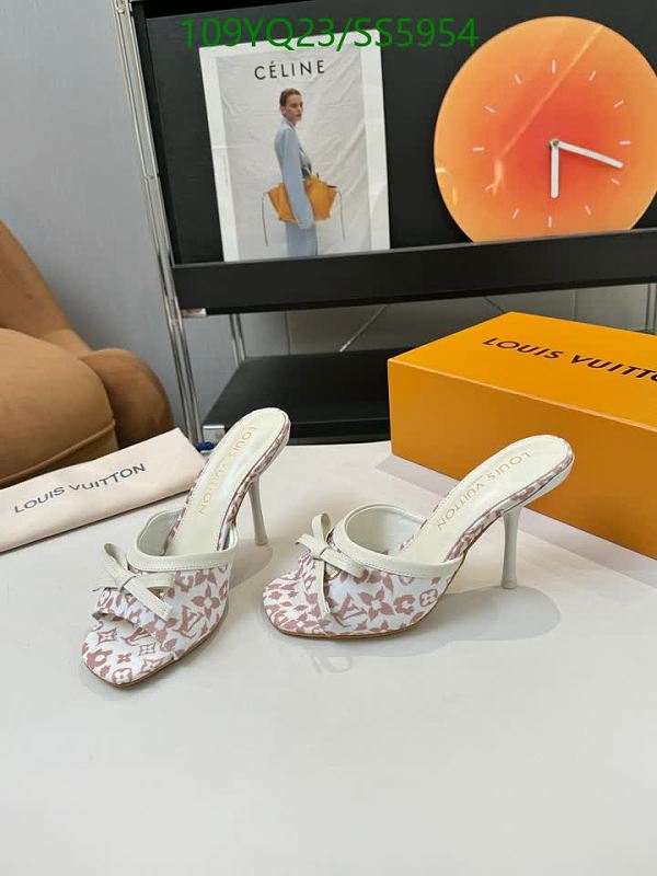 Louis Vuitton Women's Heeled Mules in Monogram Canvas & Leather
