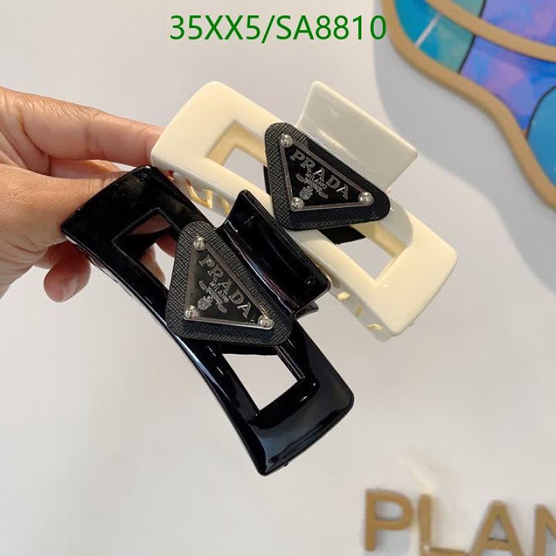 Prada Milano Triangle Logo Hair Claw Clip - Black & Cream Set