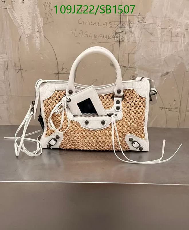 Balenciaga Women's White Leather & Lafite Grass Top Handle Bag