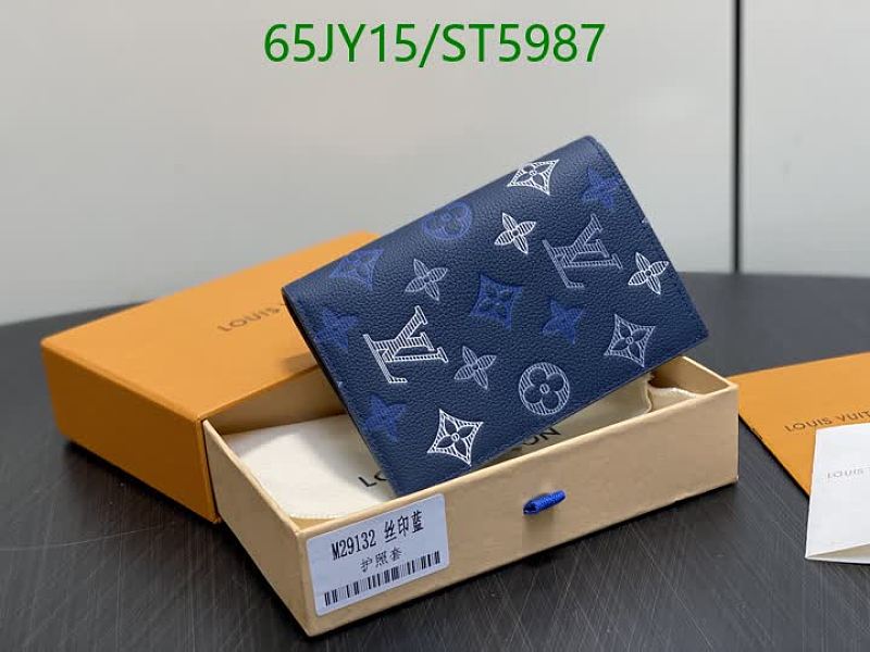 Louis Vuitton Monogram Blue Genuine Leather Bi-Fold Wallet