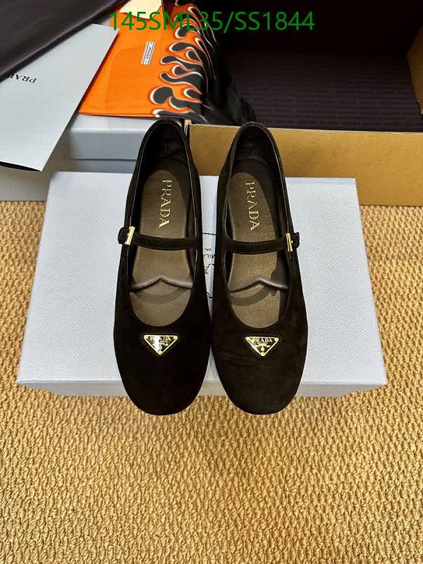 Prada Women's Black Suede Mary Jane Ballet Flats Size EU 35-40