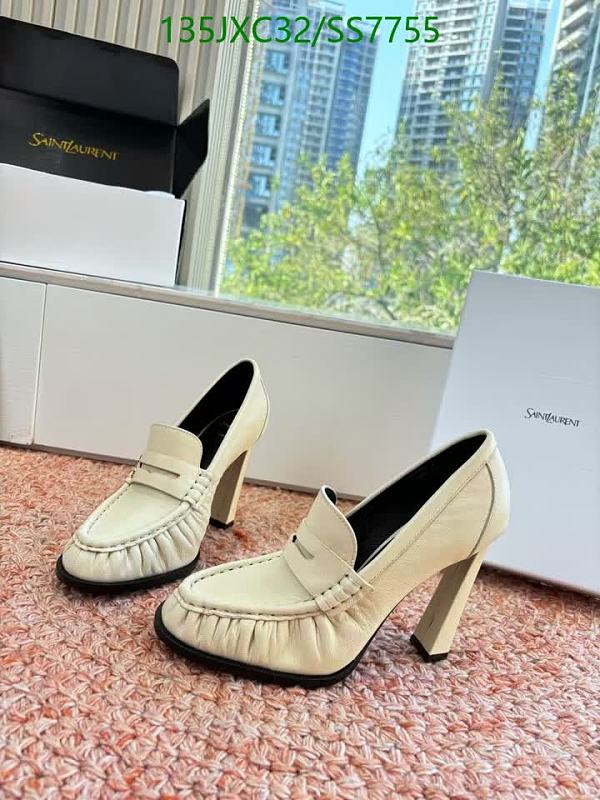 Yves Saint Laurent Women's Cream Leather Heeled Loafers - Size EU 35-42