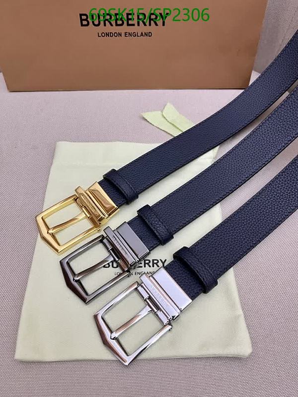 Burberry Men's Reversible Leather Belt with Multiple Buckle Options