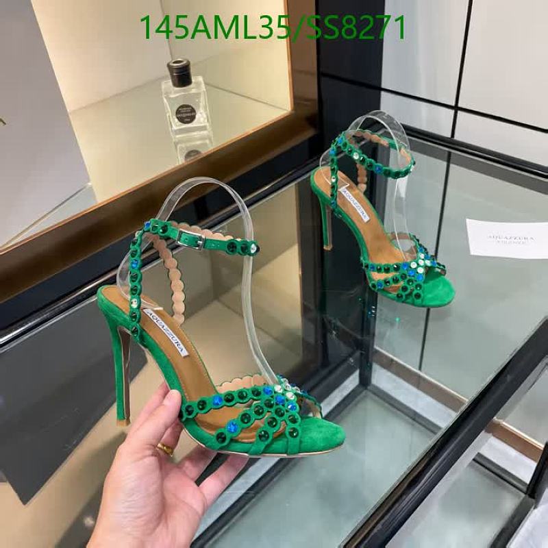 Aquazzura Women's Green Suede Embellished High Heel Sandals