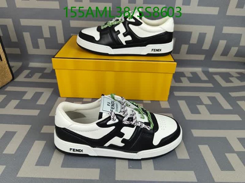 Fendi Women's Black and White Suede Leather Low-Top Sneakers