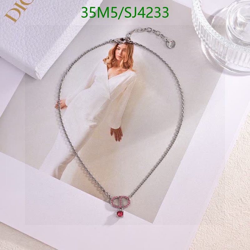 Dior Women's CD Logo Pendant Necklace with Pink Crystals