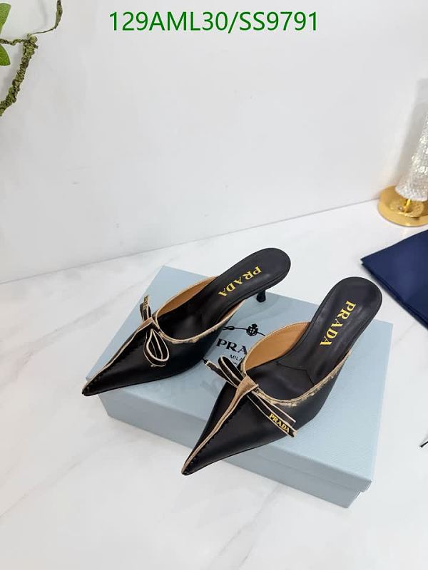 Prada Women's Black Leather Pointed Toe Bow Mule Heels - EU 35-42