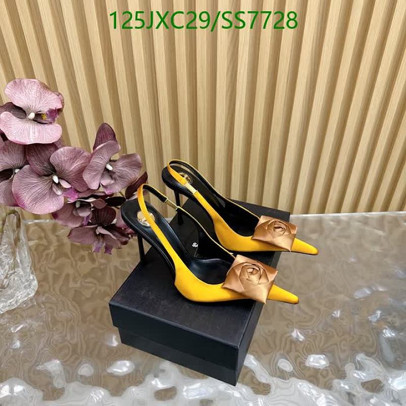 Women's Yves Saint Laurent Slingback Pumps - Yellow Silk & Patent Leather
