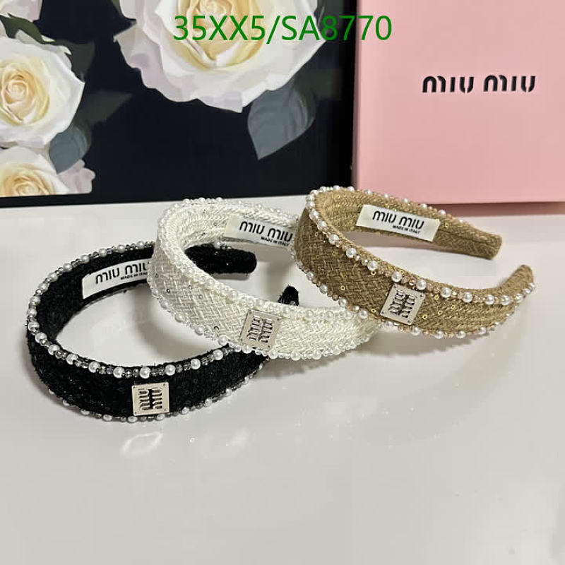 Miu Miu Pearl Embellished Tweed Headband