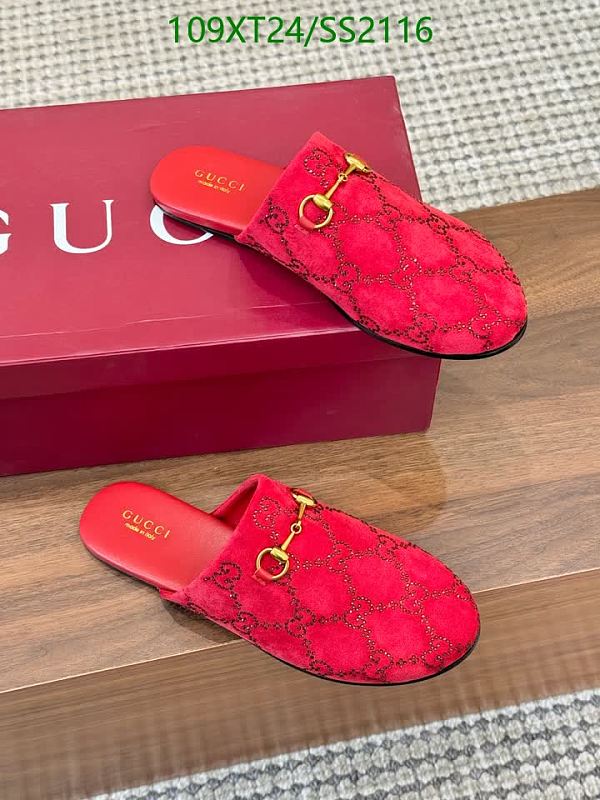 Gucci Women's Red Sheepskin Slip-On Mules with Horsebit Detail