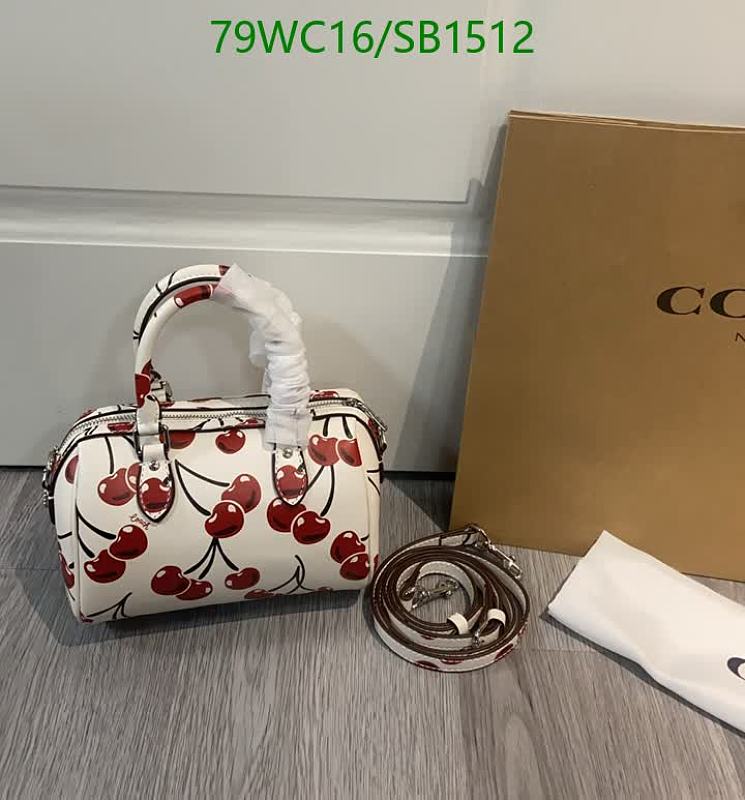 Coach Cherry Print Boston Bag - White PVC and Leather