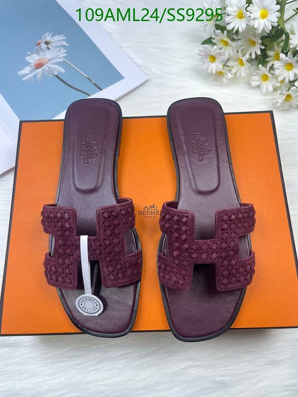Hermès Women's Burgundy Leather Slide Sandals Size EU 34-42