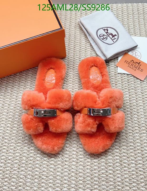 Hermès Shearling Slide Sandals - Orange Wool & Leather