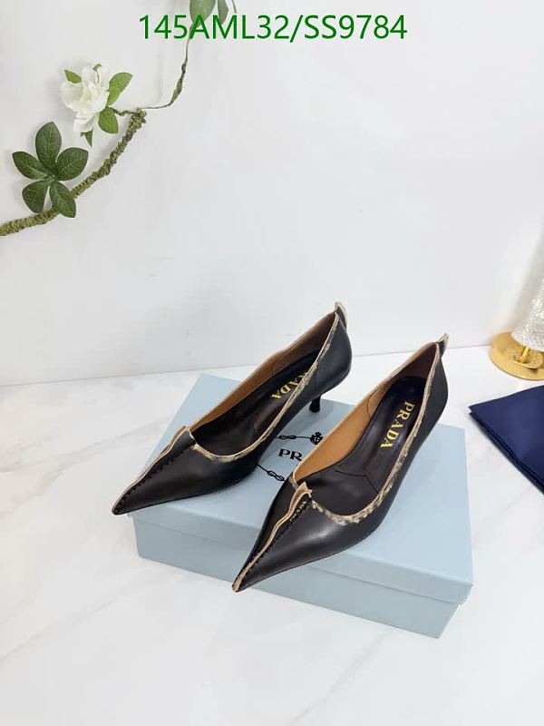 Prada Women's Pointed-Toe Leather Pumps - Elegant Heel Height 5.5CM