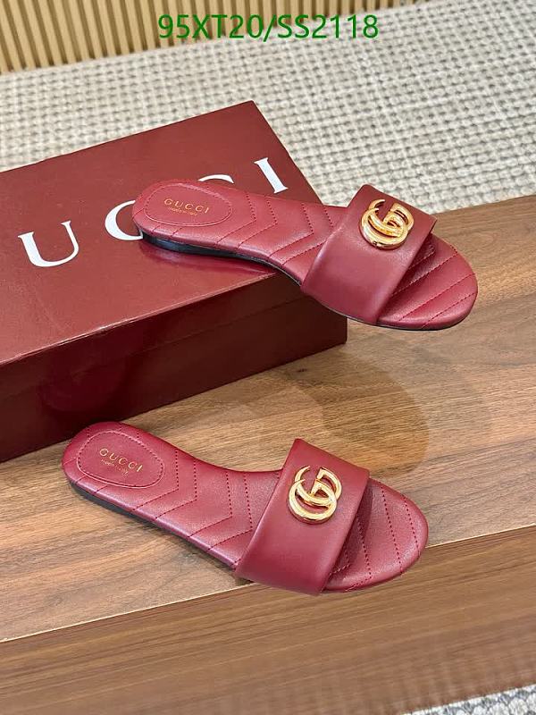 Gucci Women's Burgundy Quilted Leather Slide Sandals - EU 35-43