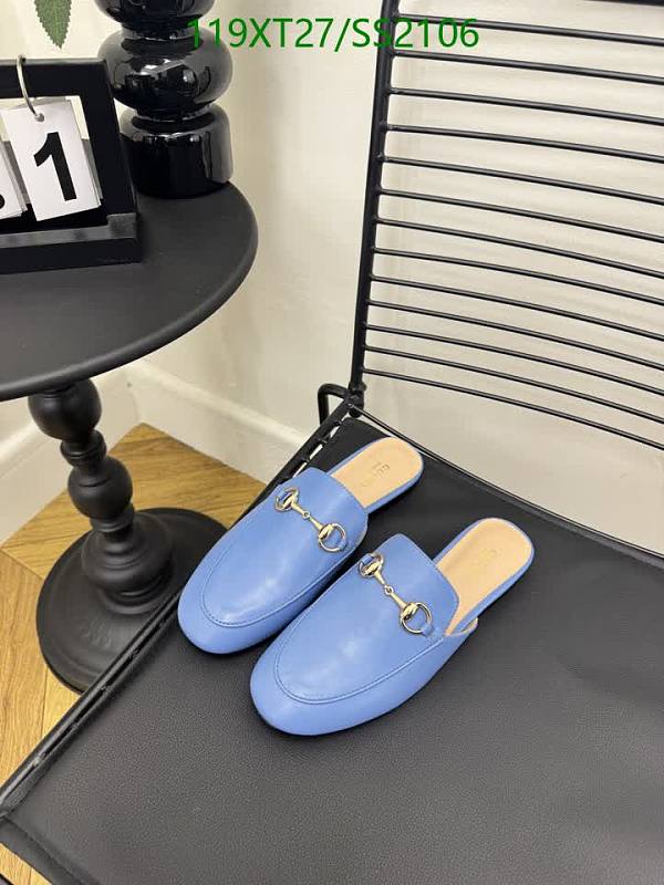 Gucci Women's Blue Sheepskin Mule Loafers - EU 35-42