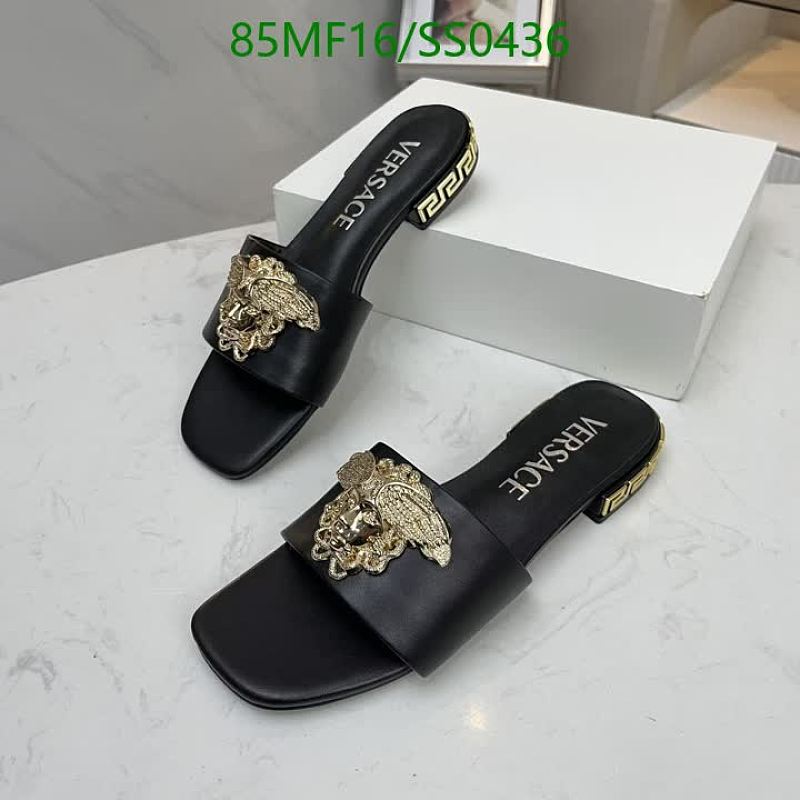 Versace Women's Black Leather Medusa Slide Sandals