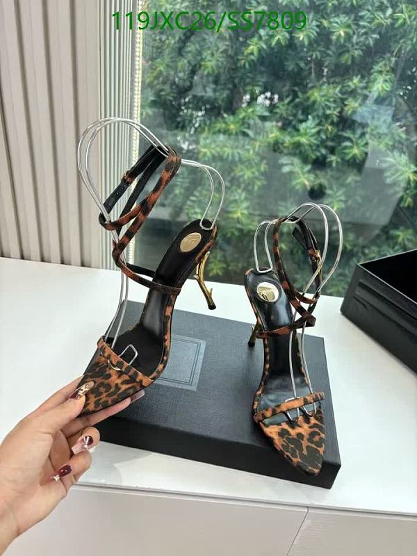 Yves Saint Laurent Women's Leopard Print Silk & Lambskin High Heel Sandals