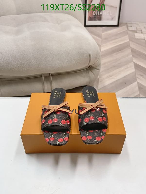 Louis Vuitton Women's Cherry Print Leather Slide Sandals
