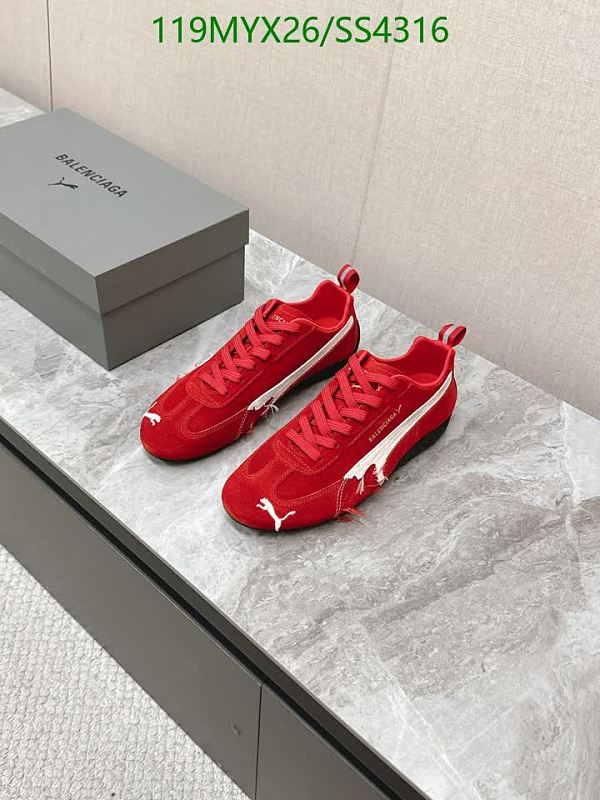 Balenciaga Women's Red Suede Low-Top Sneakers