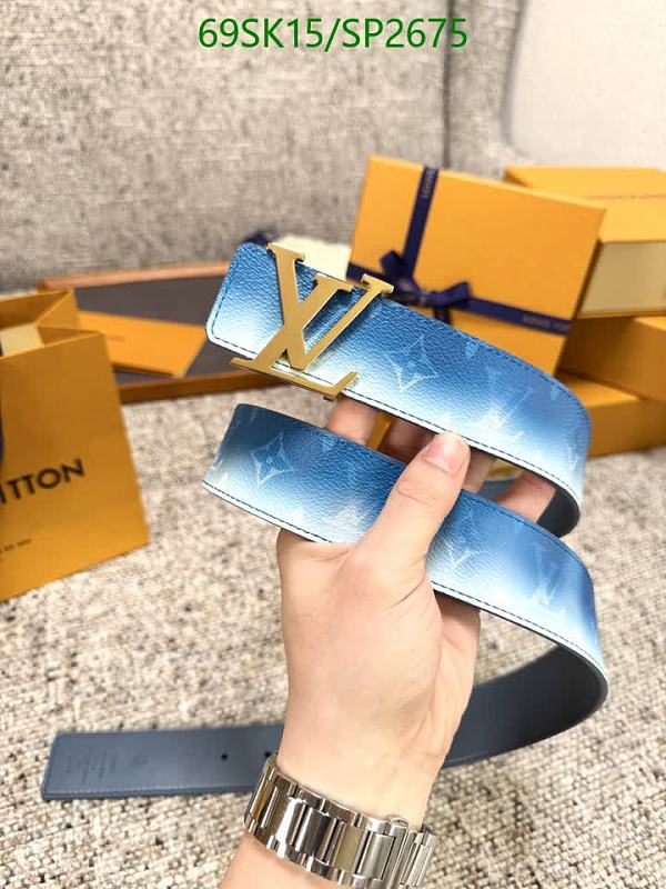 Louis Vuitton Monogram Gradient Blue Leather Belt with Gold LV Buckle