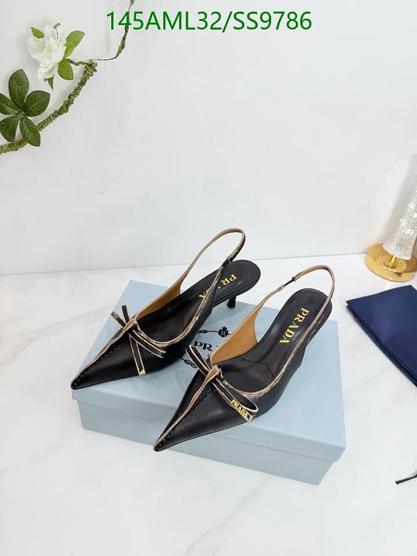 Prada Women's Black Leather Slingback Pointed Toe Bow Heels