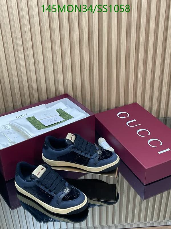 Gucci Men's Navy Blue Canvas & Cowhide Low-Top Sneakers - EU 35-45
