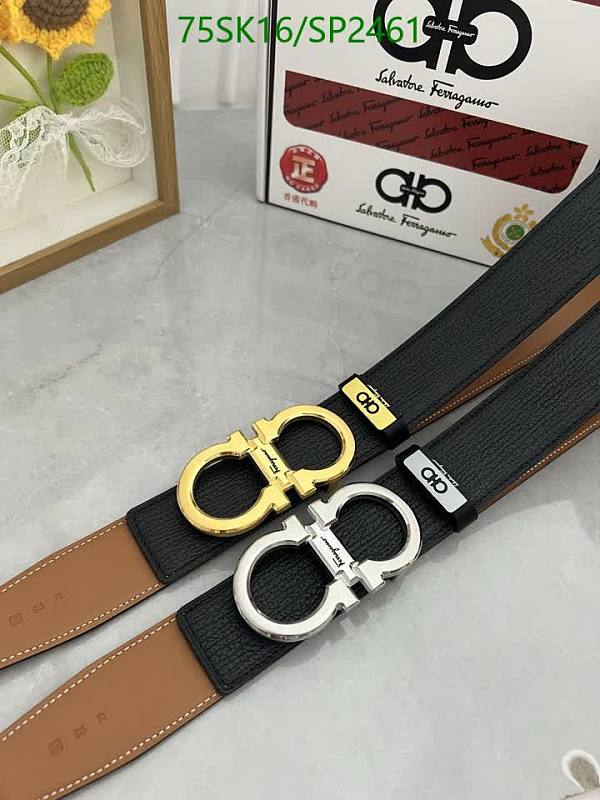Salvatore Ferragamo Gancini Buckle Leather Belt - Black & Gold/Silver