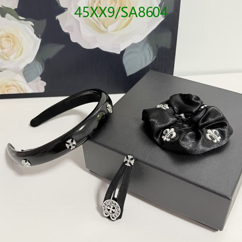 Chrome Hearts Black Headband Set with Scrunchie and Hair Clip