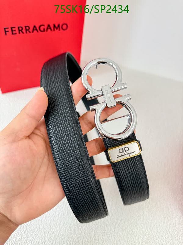 Ferragamo Gancini Buckle Black Leather Belt 3.5cm Width