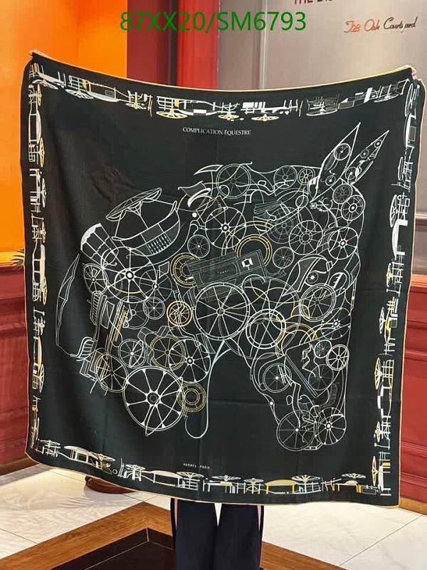 Hermès 140cm Cashmere & Silk Scarf - "Complication Equestre" Design