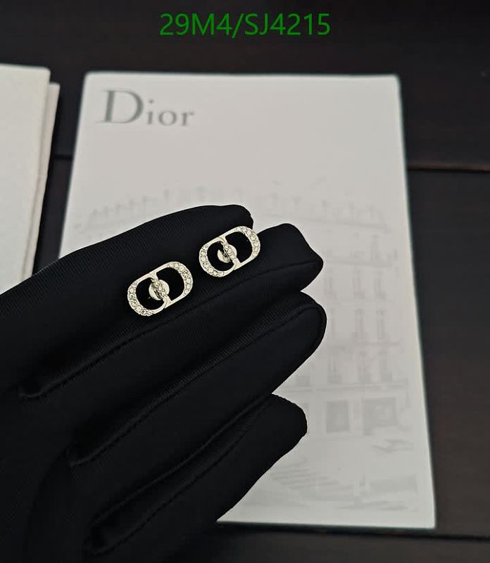 Dior CD Logo Stud Earrings with Crystals - Elegant & Chic