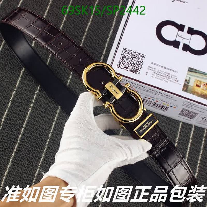 Ferragamo Gancini Belt - Genuine Leather, 3.5CM Width, Gold Buckle