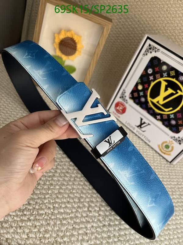 Louis Vuitton Monogram Gradient Blue Cowhide Leather Belt