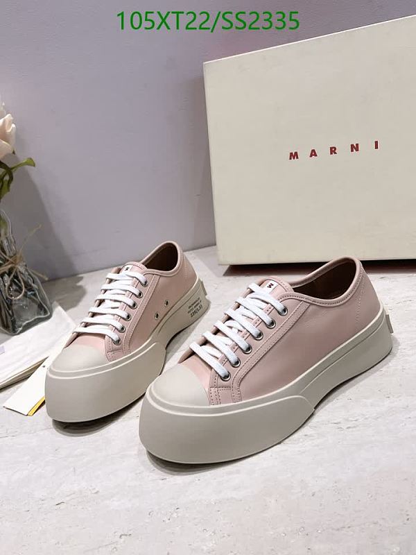 Marni Women's Pink Leather Low-Top Sneakers with Platform Sole
