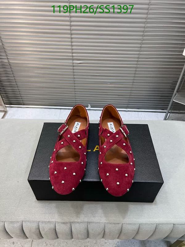Alaia Women's Red Suede Studded Mary Jane Flats