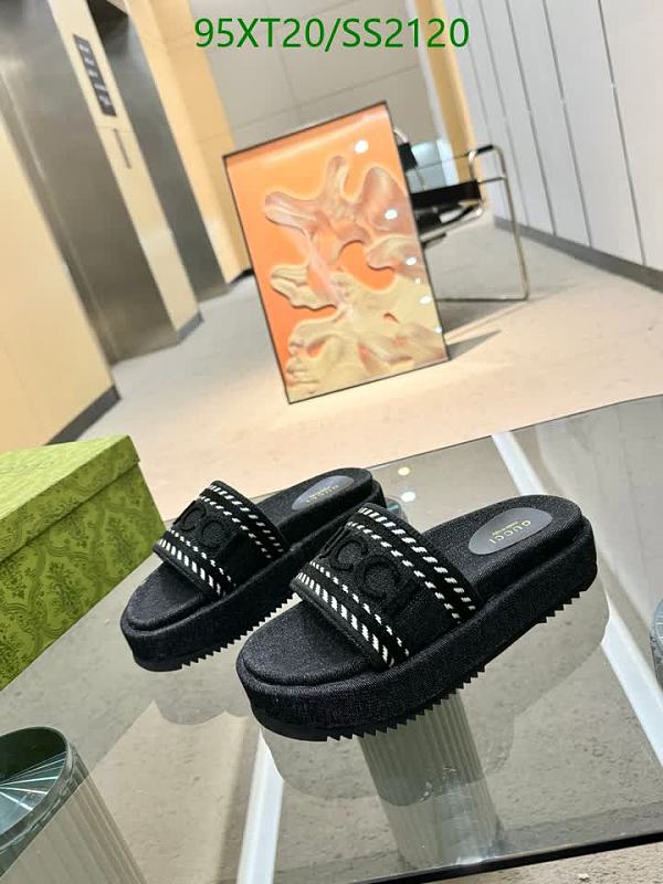 Gucci Women's Black Sheepskin Platform Slide Sandals