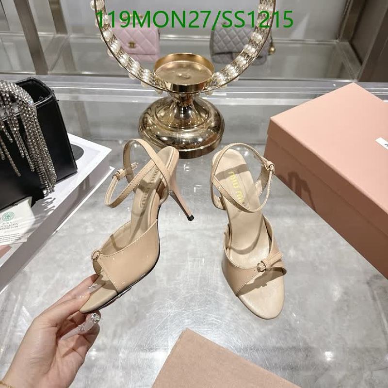 Miu Miu Women's Beige Patent Leather Ankle Strap Heels